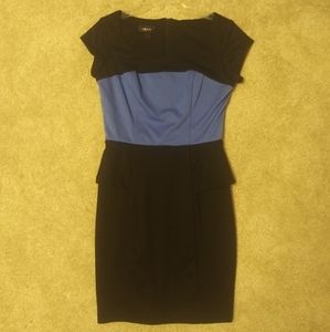 Iz Byer blue and black ruffled dress